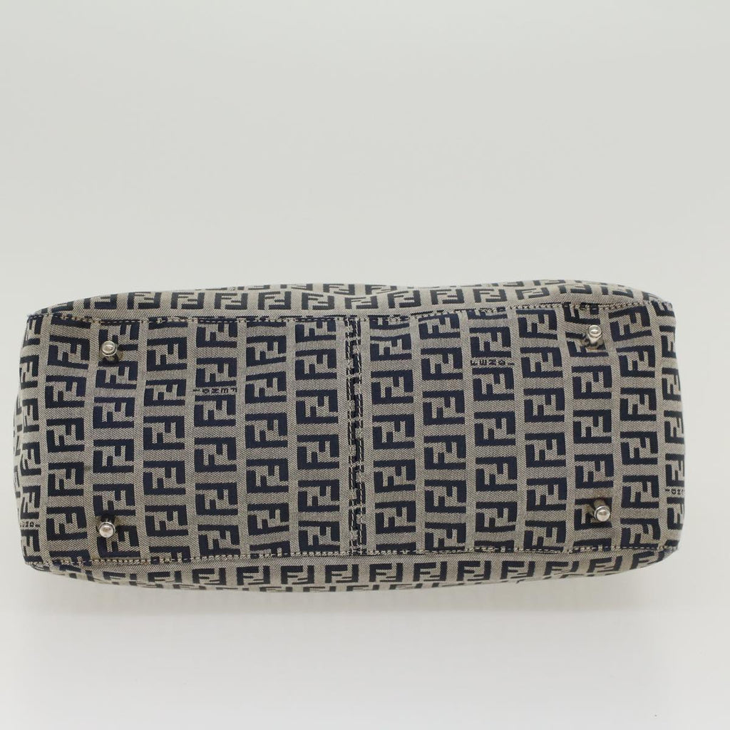 FENDI Zucchino Canvas Hand Bag Navy 42994