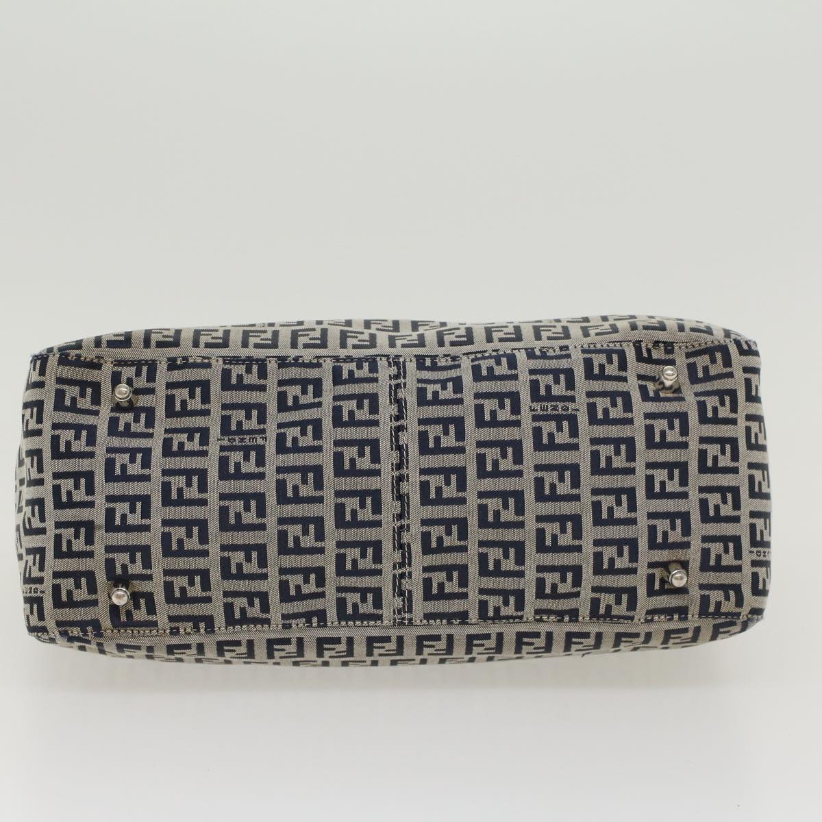 FENDI Zucchino Canvas Hand Bag Navy 42994