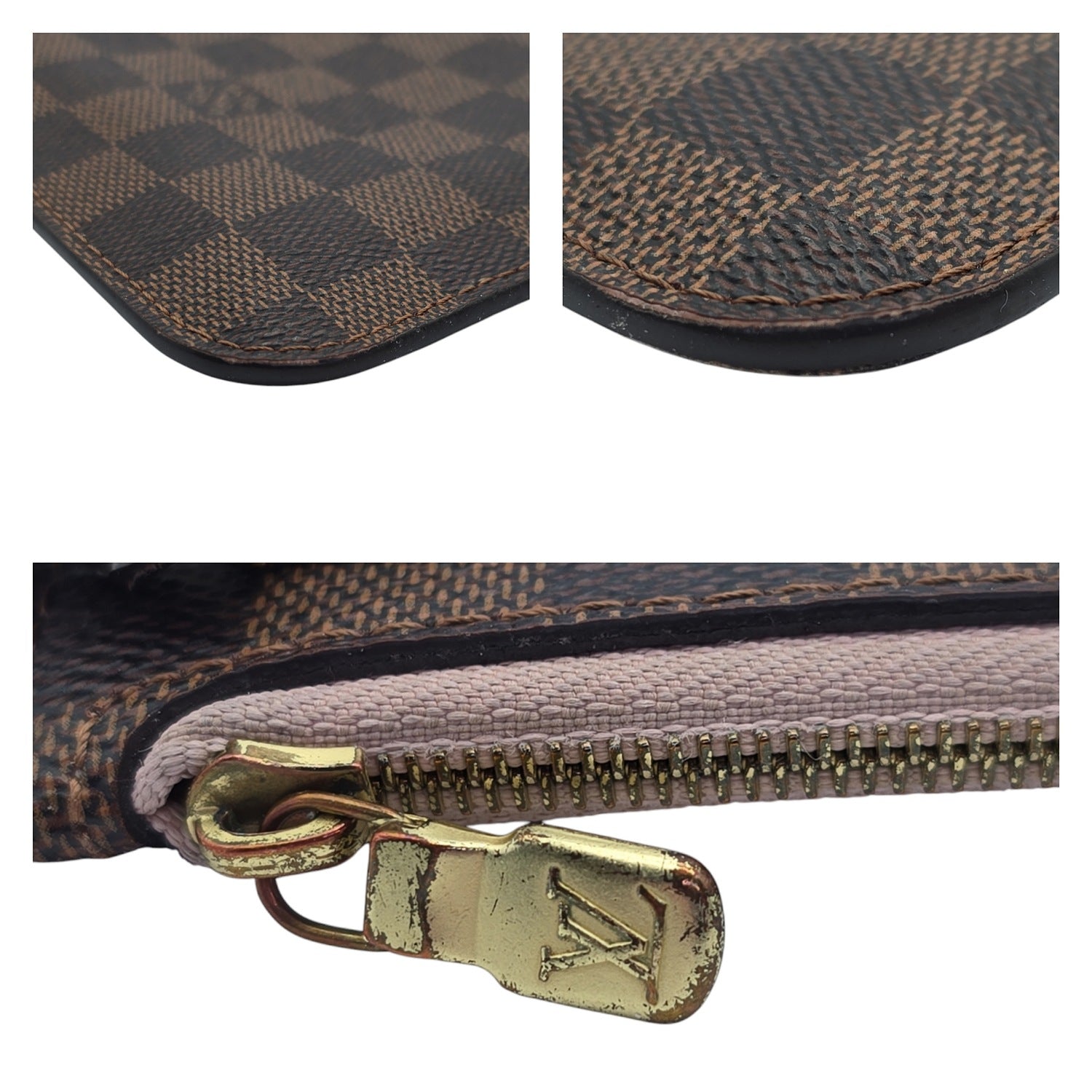 Louis Vuitton Damier Ebene Neverfull Pochette Wristlet
