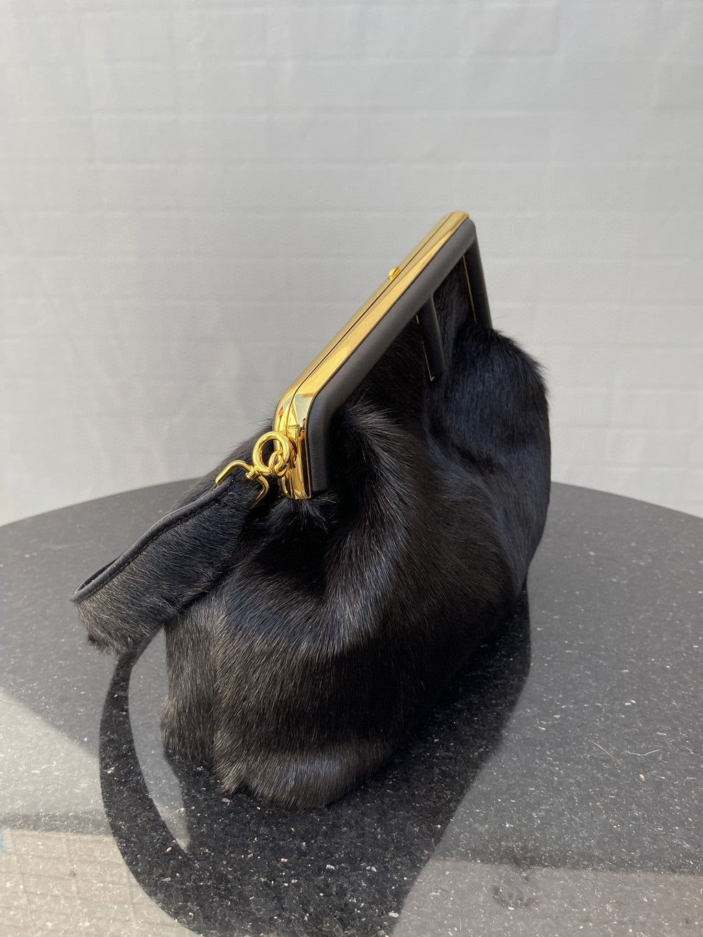 FI First MeGLAMIum Black Fox Fur Bag For Woman 32.5cm/13in