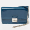 Dior Dark Blue Patent Leather Miss Dior Promenade Wallet On Chain