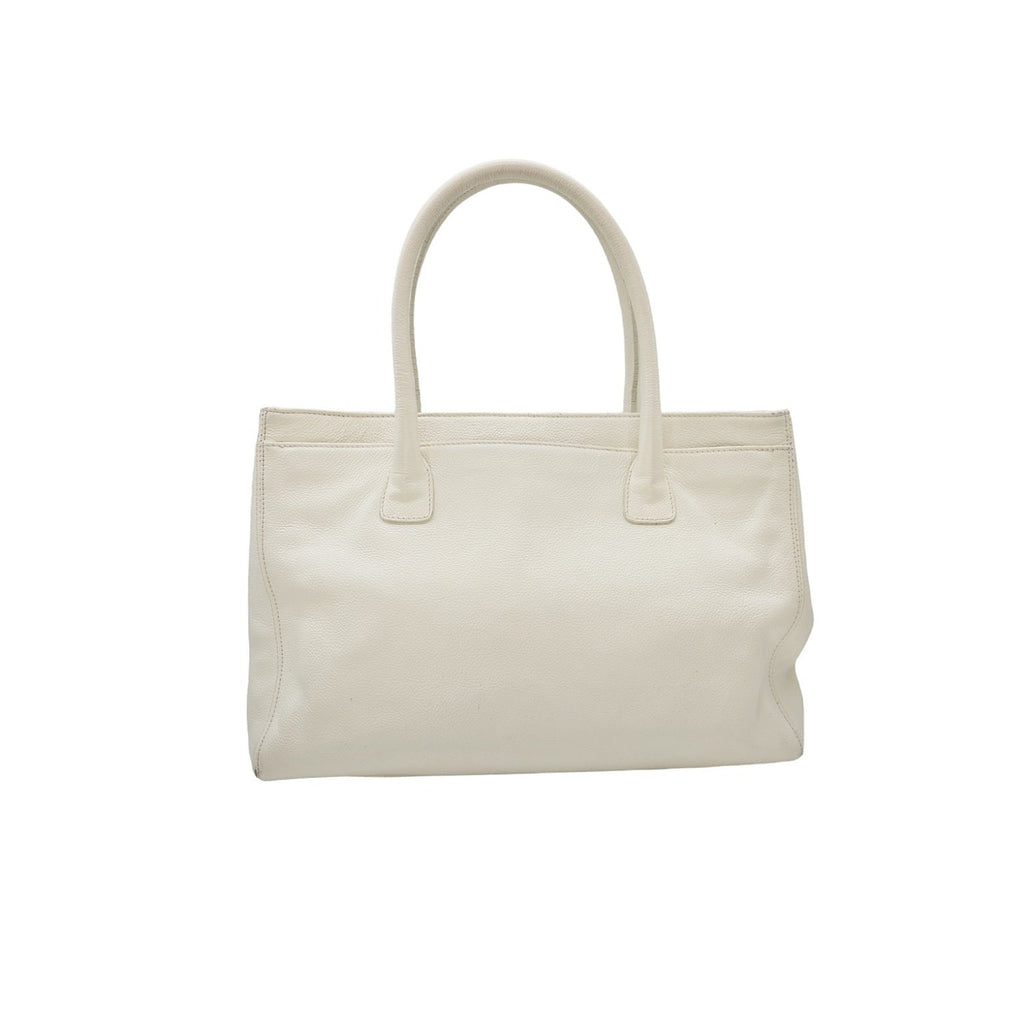 Chanel Vintage Calfskin Cerf Executive Shopper Tote White