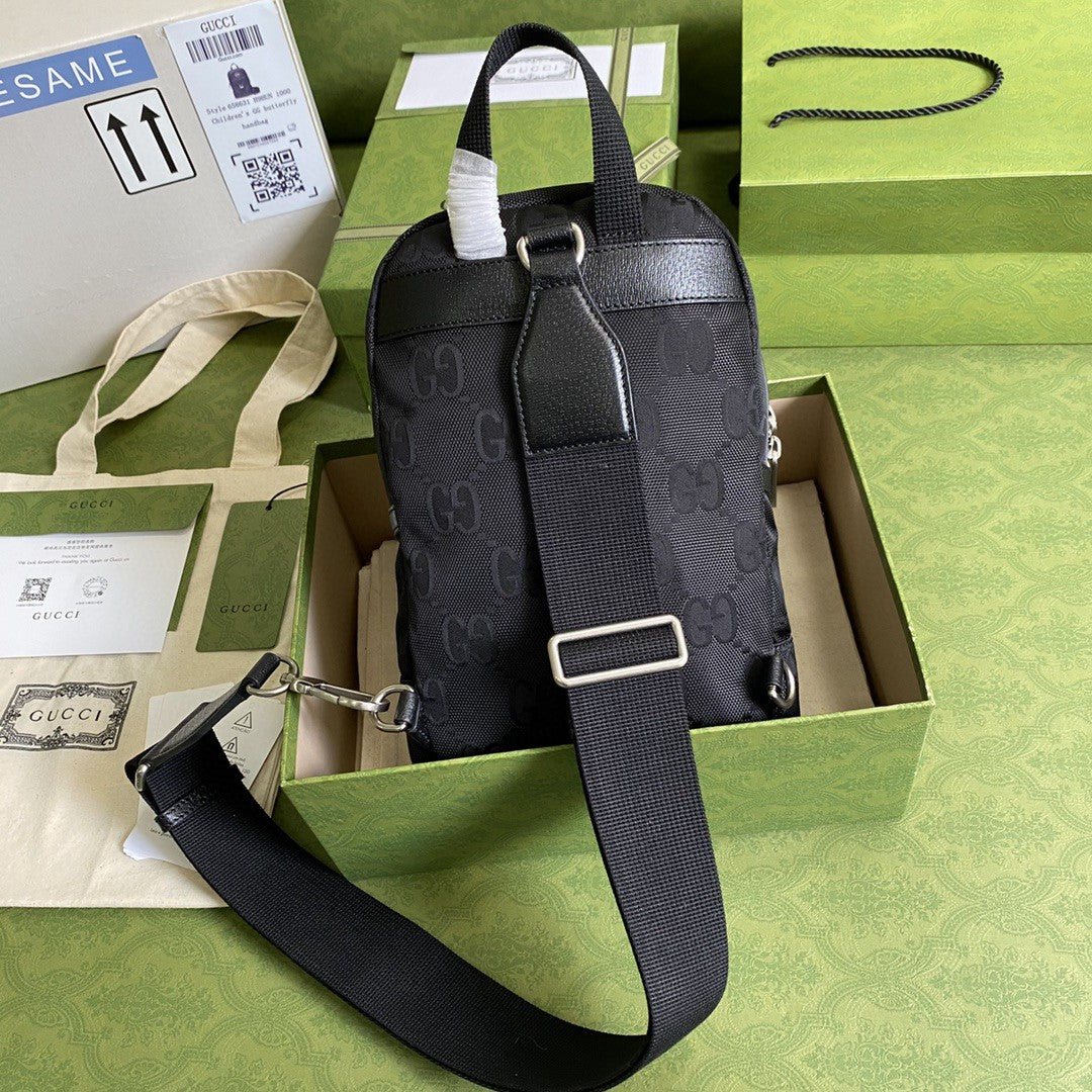 gg Off The Grid Sling Backpack Black gg Nylon For Men 11in/27cm 658631 H9HUN 1000
