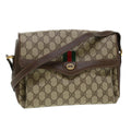 GUCCI GG Canvas Web Sherry Line Shoulder Bag PVC Leather Beige Green 43086