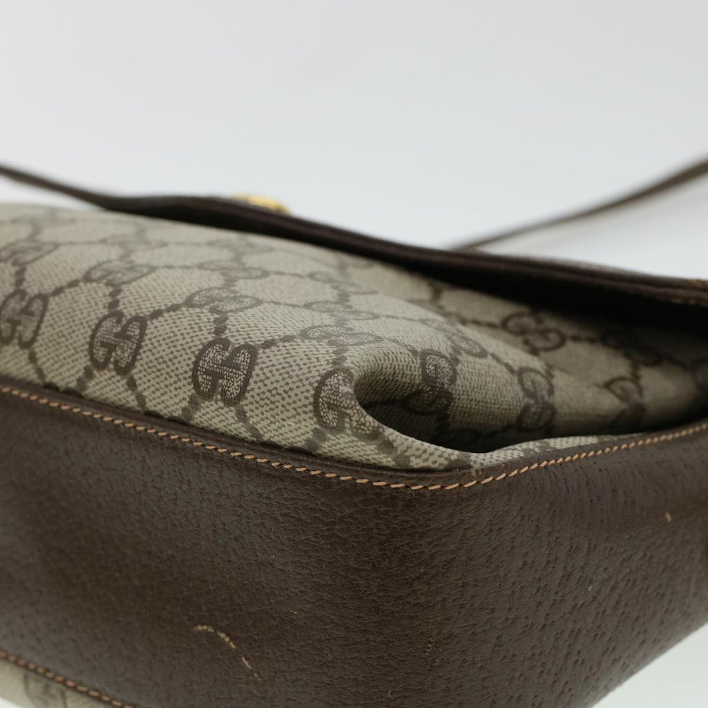 GUCCI GG Canvas Web Sherry Line Shoulder Bag PVC Leather Beige Green 43086