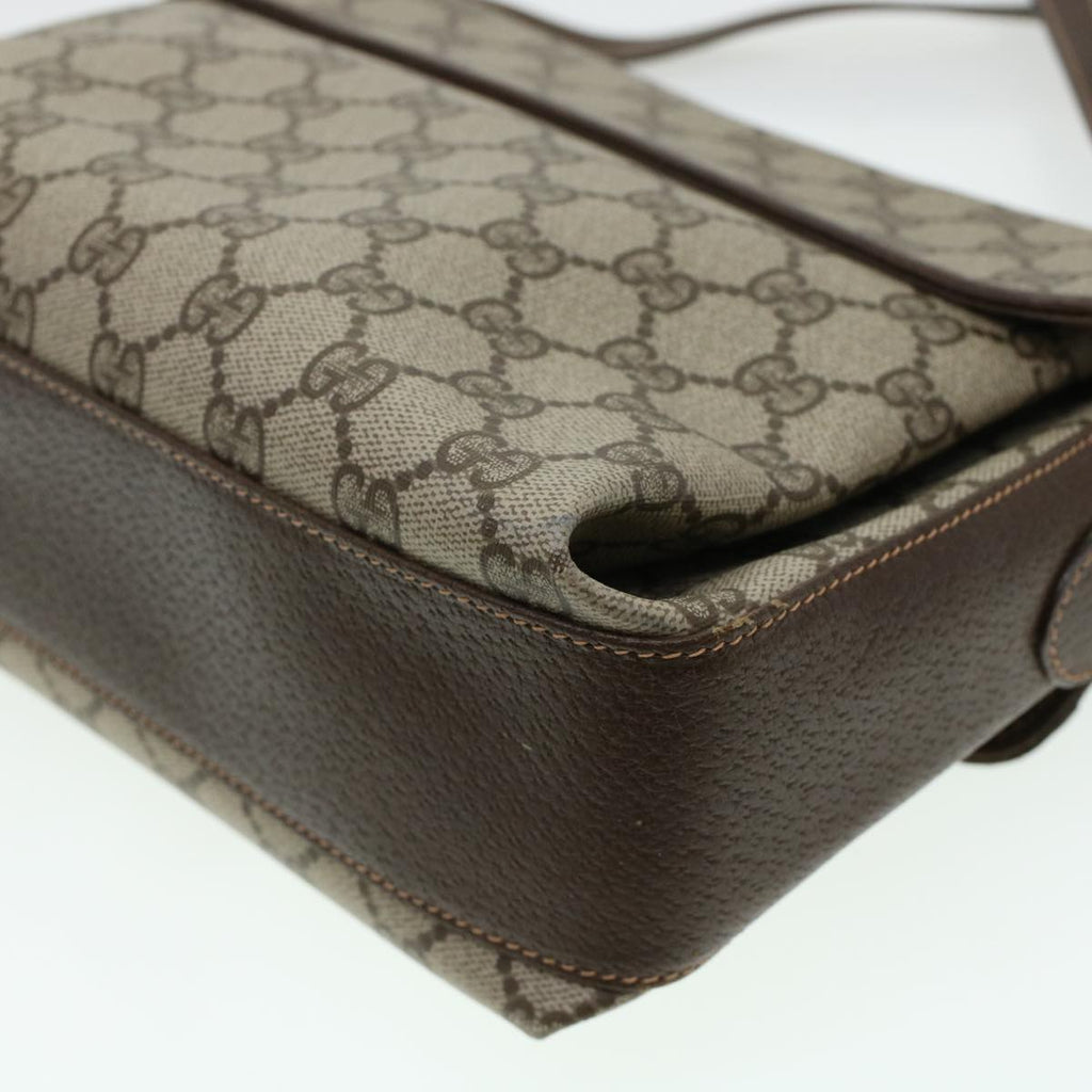 GUCCI GG Canvas Web Sherry Line Shoulder Bag PVC Leather Beige Green 43086