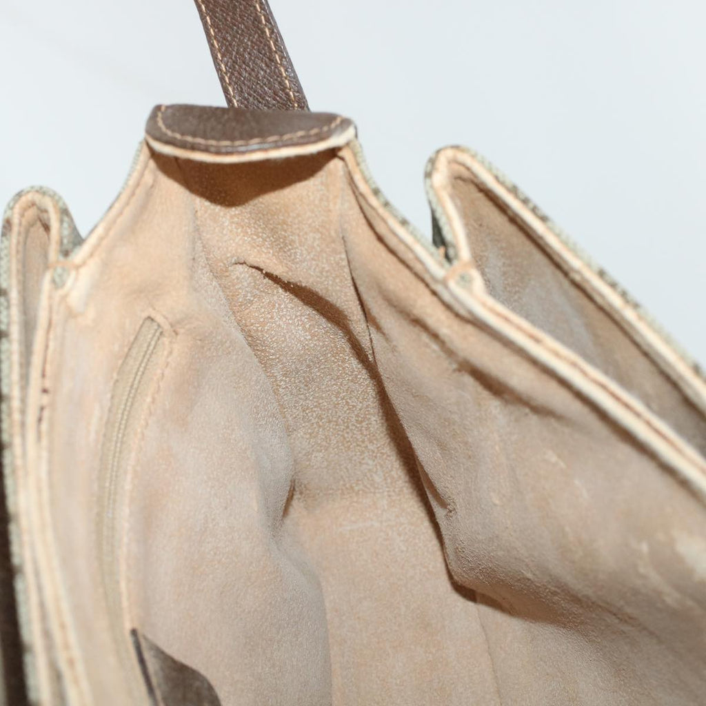 GUCCI GG Canvas Web Sherry Line Shoulder Bag PVC Leather Beige Green 43086