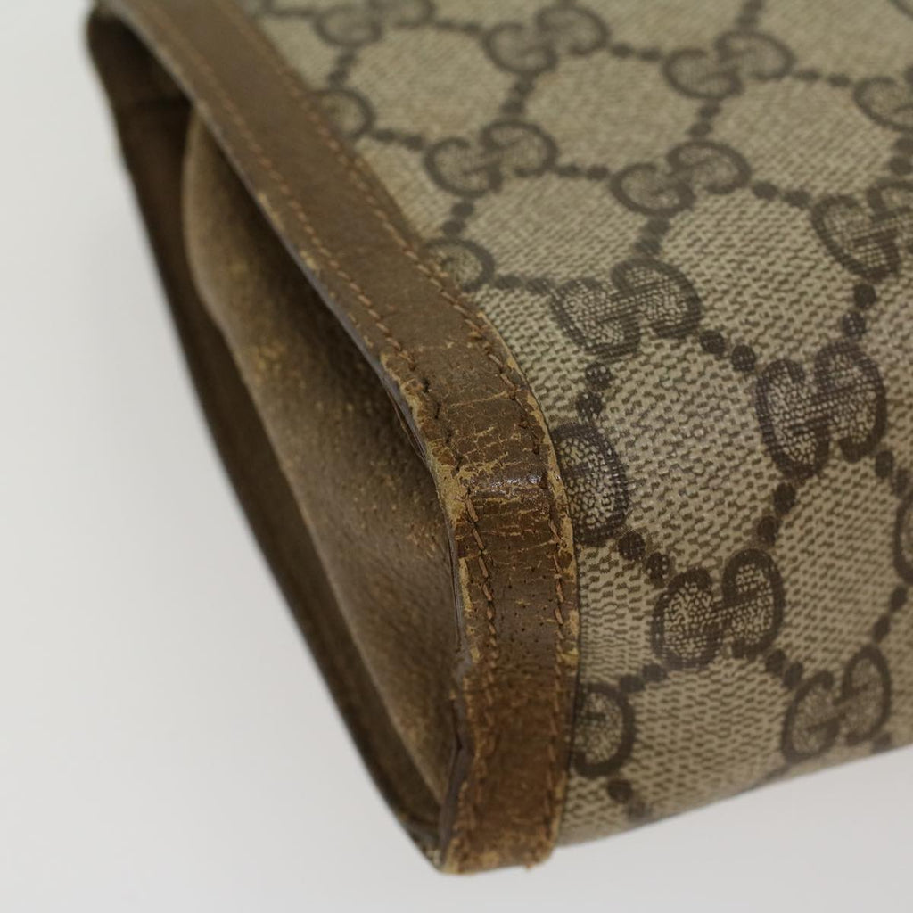 GUCCI GG Canvas Web Sherry Line Clutch Bag PVC Leather Beige Green 43090