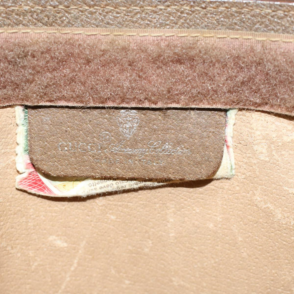 GUCCI GG Canvas Web Sherry Line Clutch Bag PVC Leather Beige Green 43090