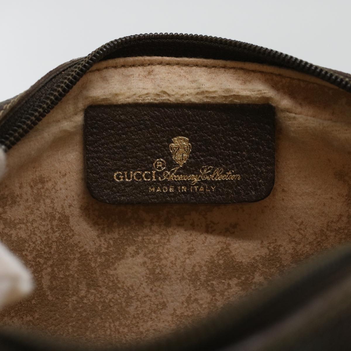 GUCCI GG Canvas Web Sherry Line Shoulder Bag PVC Leather Beige Green 43091
