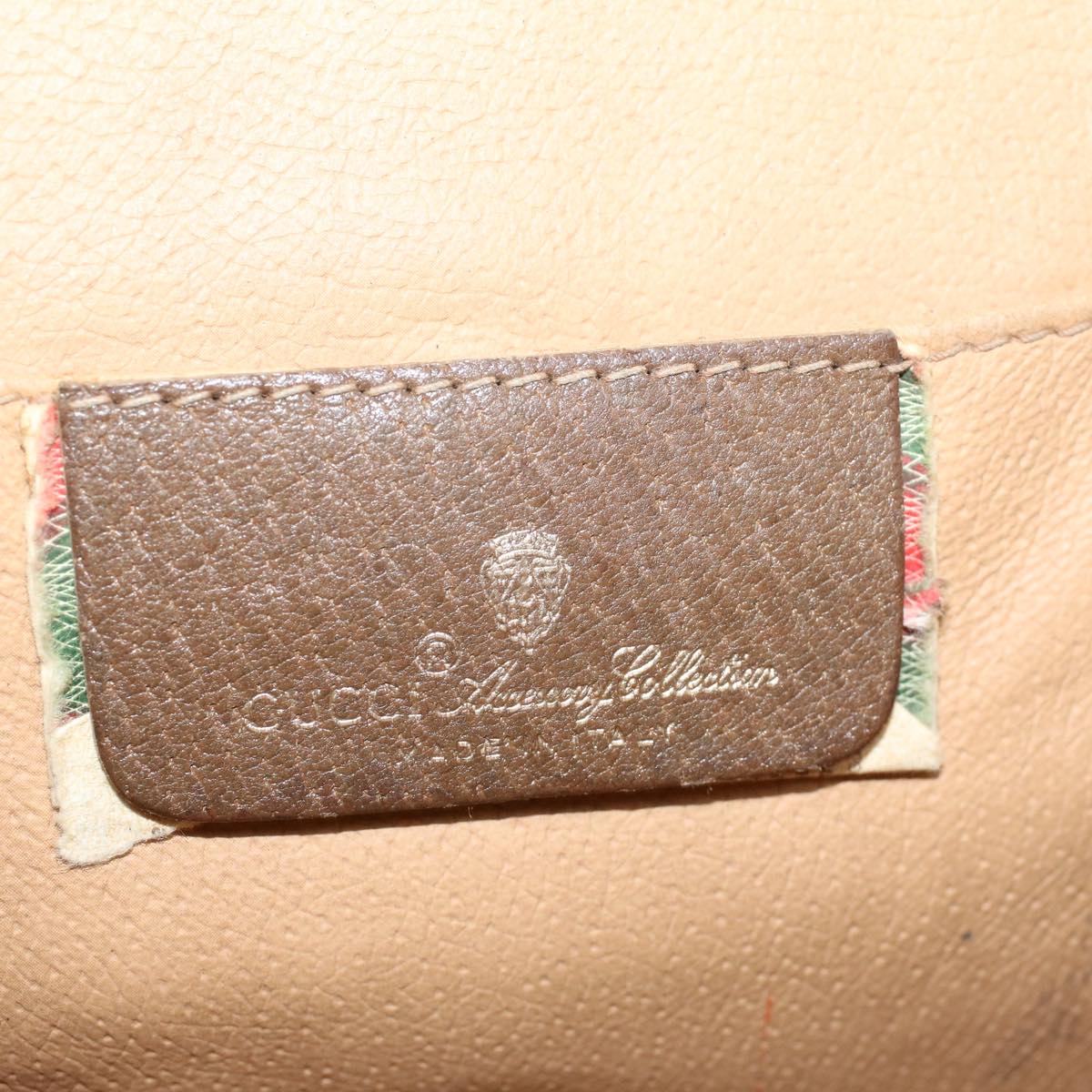 GUCCI GG Canvas Web Sherry Line Clutch Bag PVC Leather Beige Green 43092