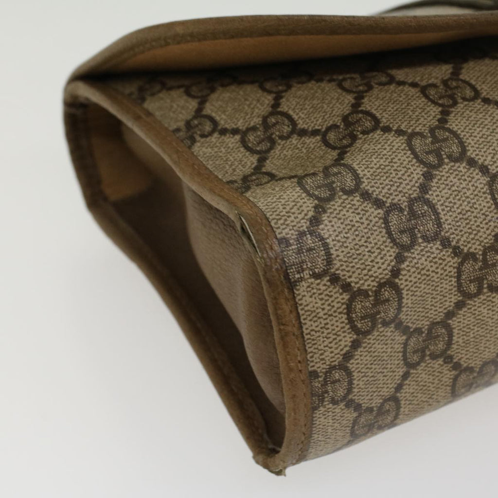 GUCCI GG Canvas Web Sherry Line Clutch Bag PVC Leather Beige Green 43092
