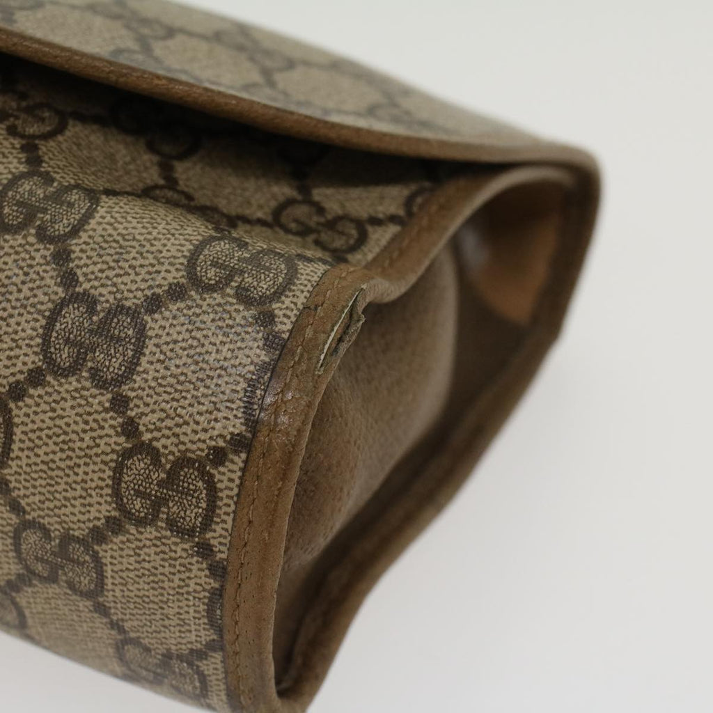 GUCCI GG Canvas Web Sherry Line Clutch Bag PVC Leather Beige Green 43092