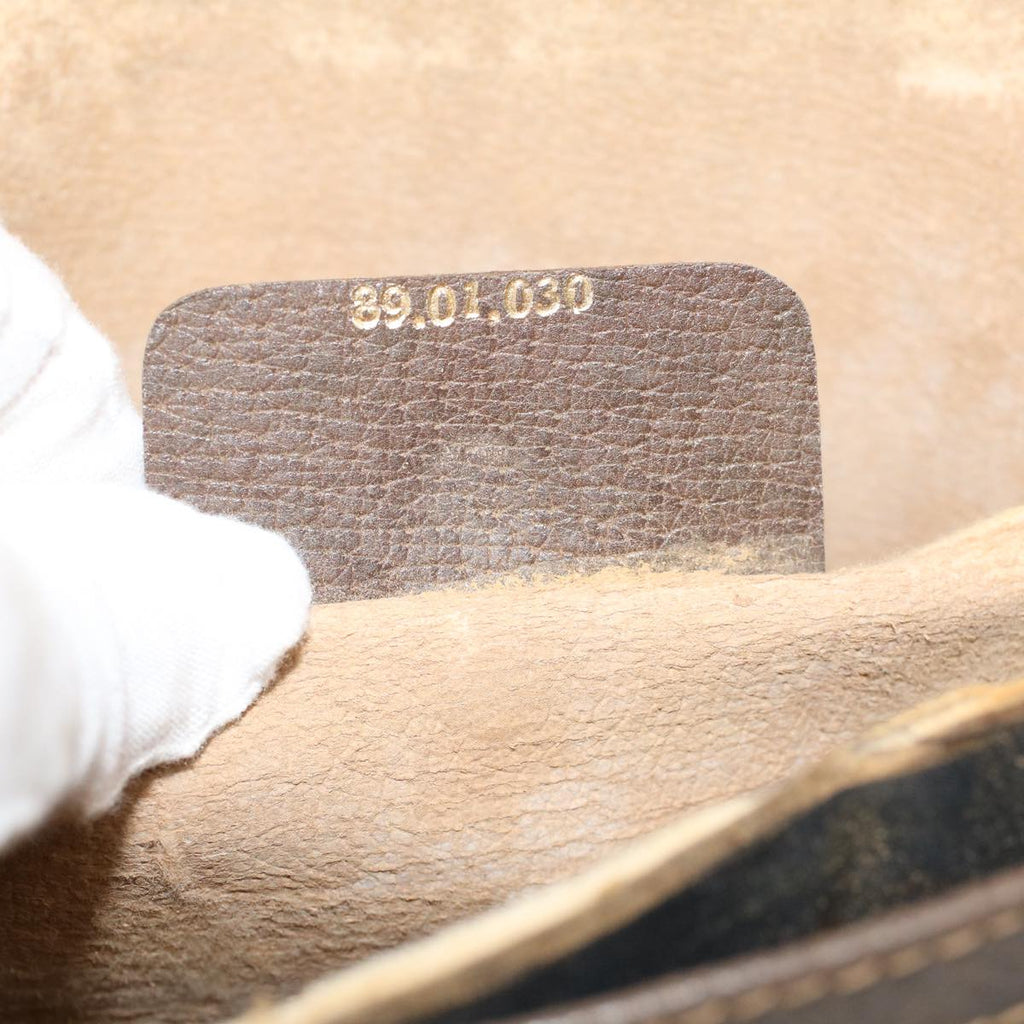 GUCCI GG Canvas Web Sherry Line Clutch Bag PVC Leather Beige Green 43093