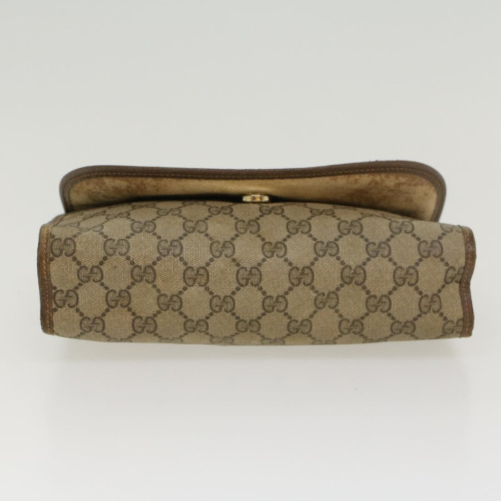 GUCCI GG Canvas Web Sherry Line Clutch Bag PVC Leather Beige Green 43093