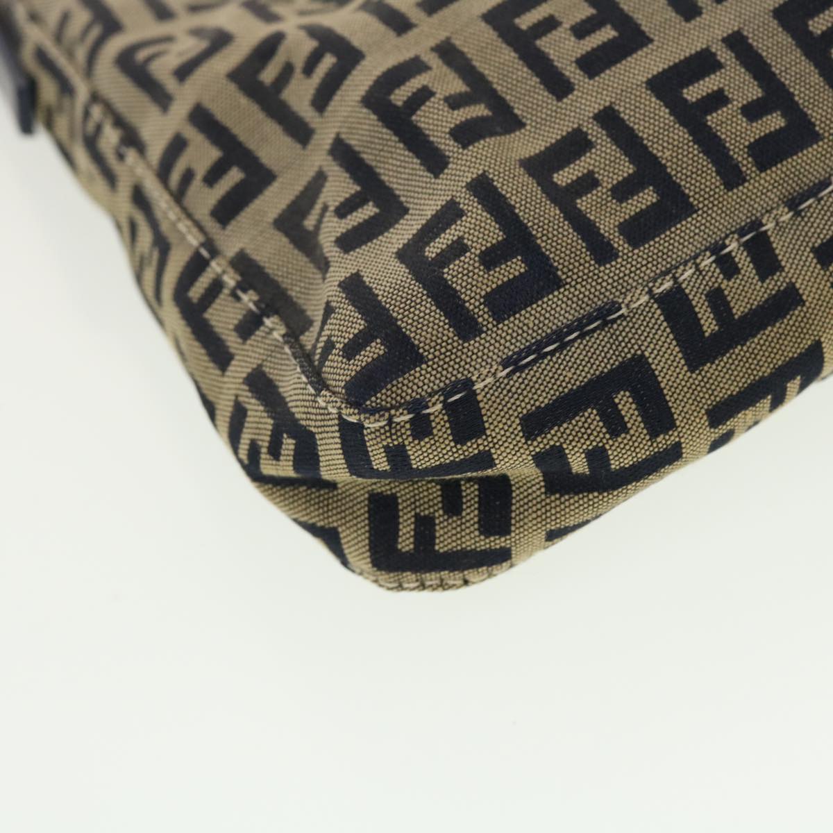FENDI Zucchino Canvas Mamma Baguette Shoulder Bag Navy 43120