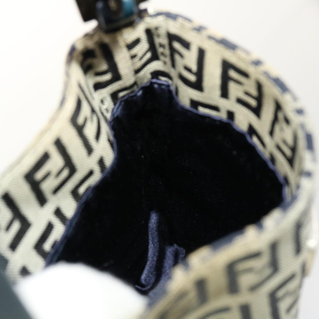 FENDI Zucchino Canvas Mamma Baguette Shoulder Bag Navy 43120
