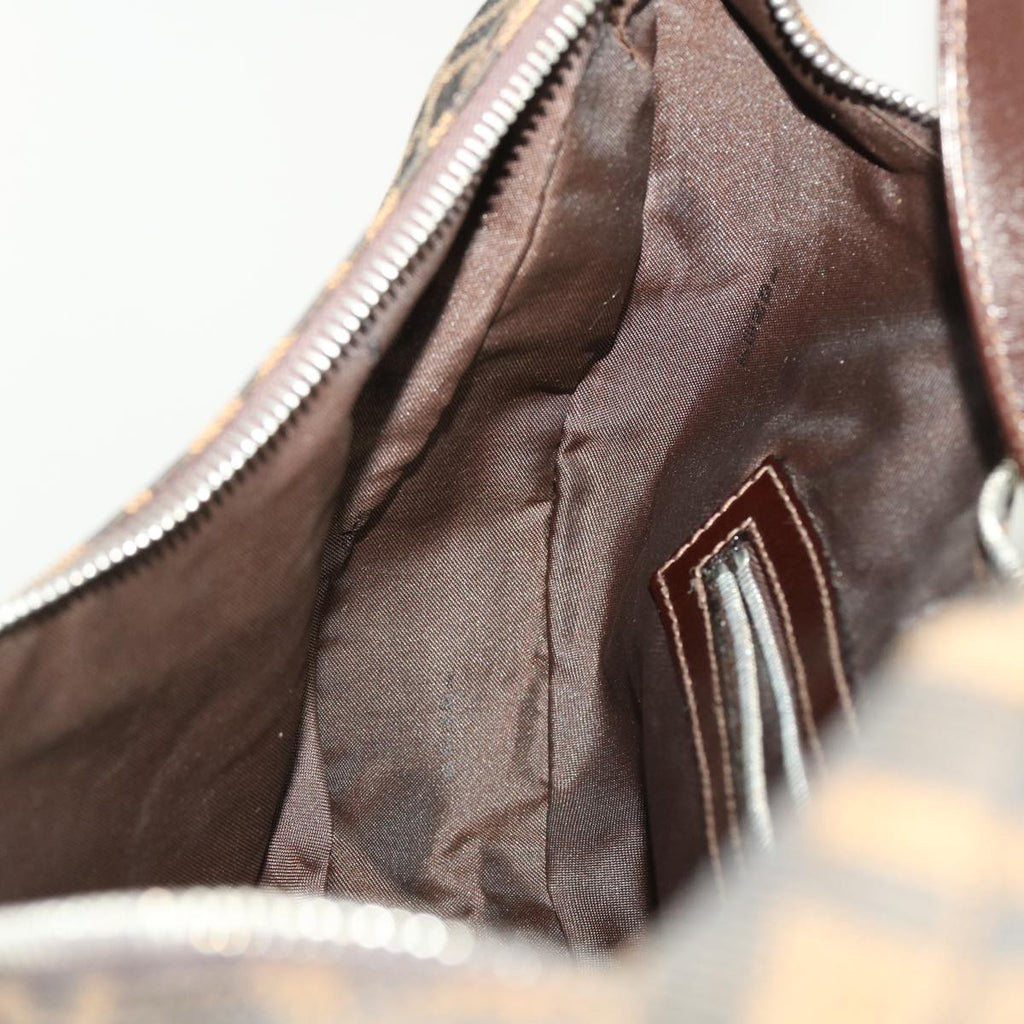 FENDI Zucca Canvas Mamma Baguette Shoulder Bag Brown Black 43169