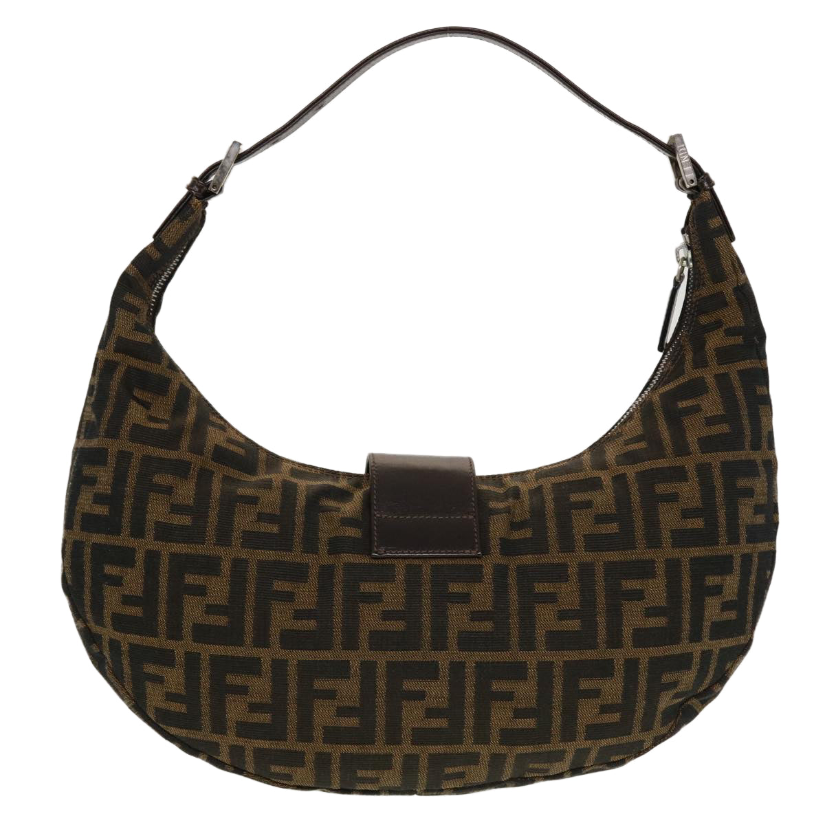 FENDI Zucca Canvas Mamma Baguette Shoulder Bag Brown Black 43169