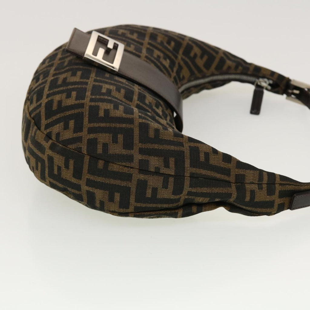 FENDI Zucca Canvas Mamma Baguette Shoulder Bag Brown Black 43169