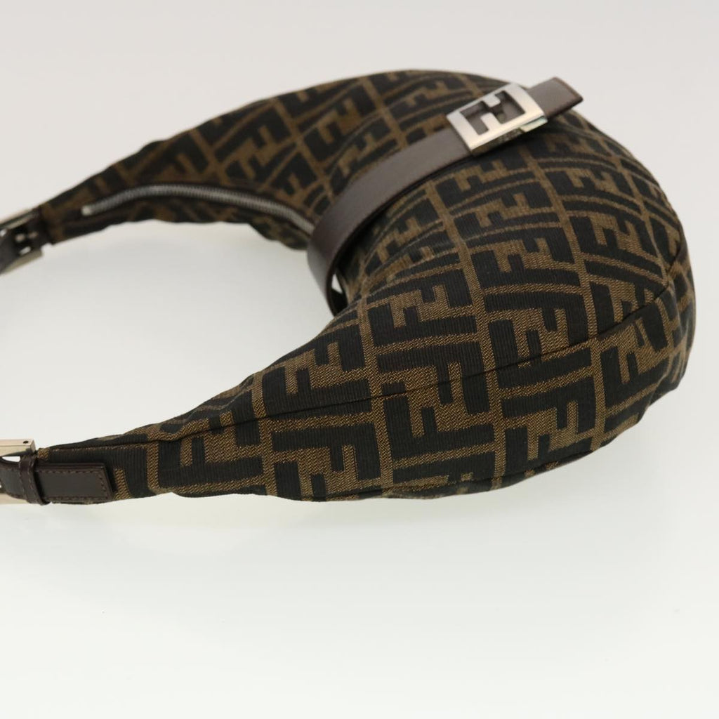 FENDI Zucca Canvas Mamma Baguette Shoulder Bag Brown Black 43169