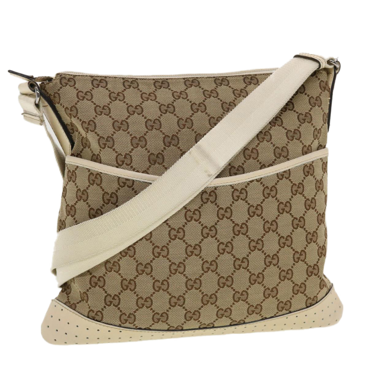 GUCCI GG Canvas Shoulder Bag Beige 145857 43173