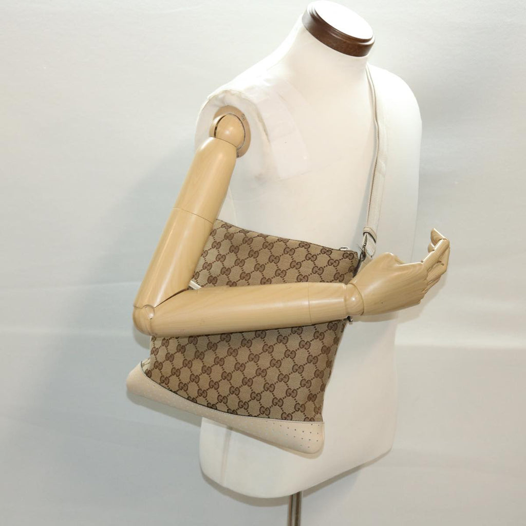 GUCCI GG Canvas Shoulder Bag Beige 145857 43173