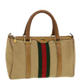 GUCCI Web Sherry Line Boston Bag Canvas Beige Red Green 378.012.3841 43210