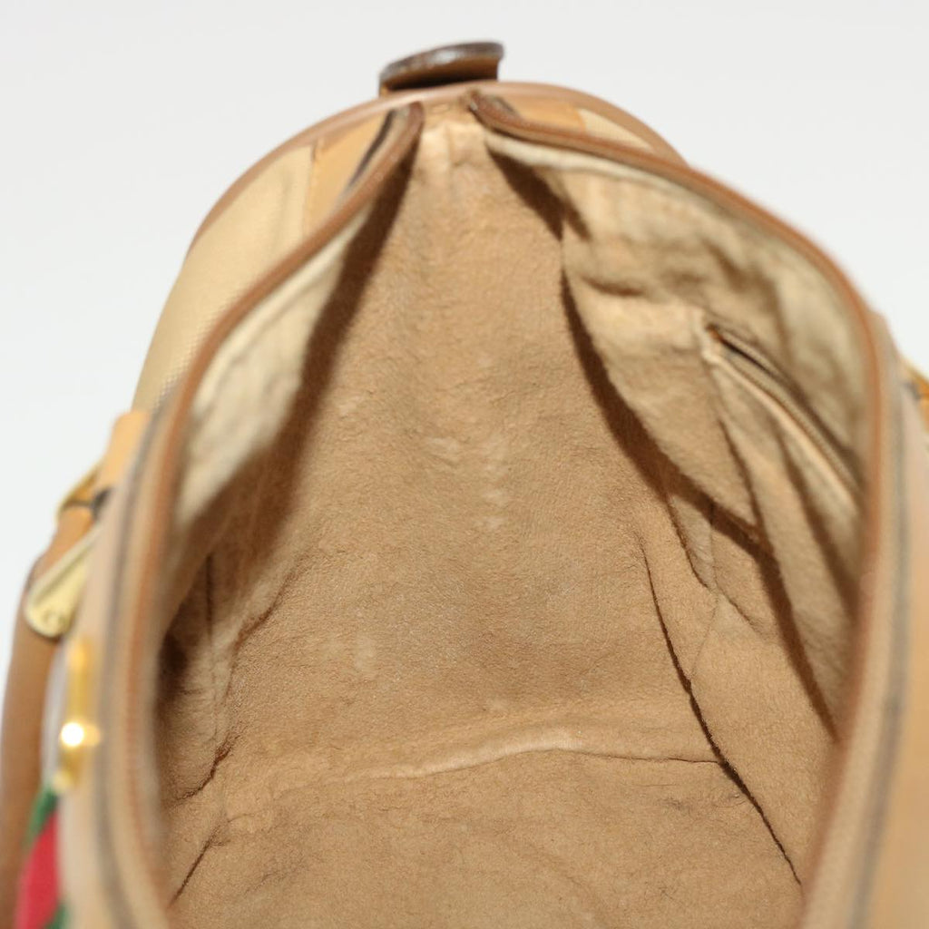 GUCCI Web Sherry Line Boston Bag Canvas Beige Red Green 378.012.3841 43210