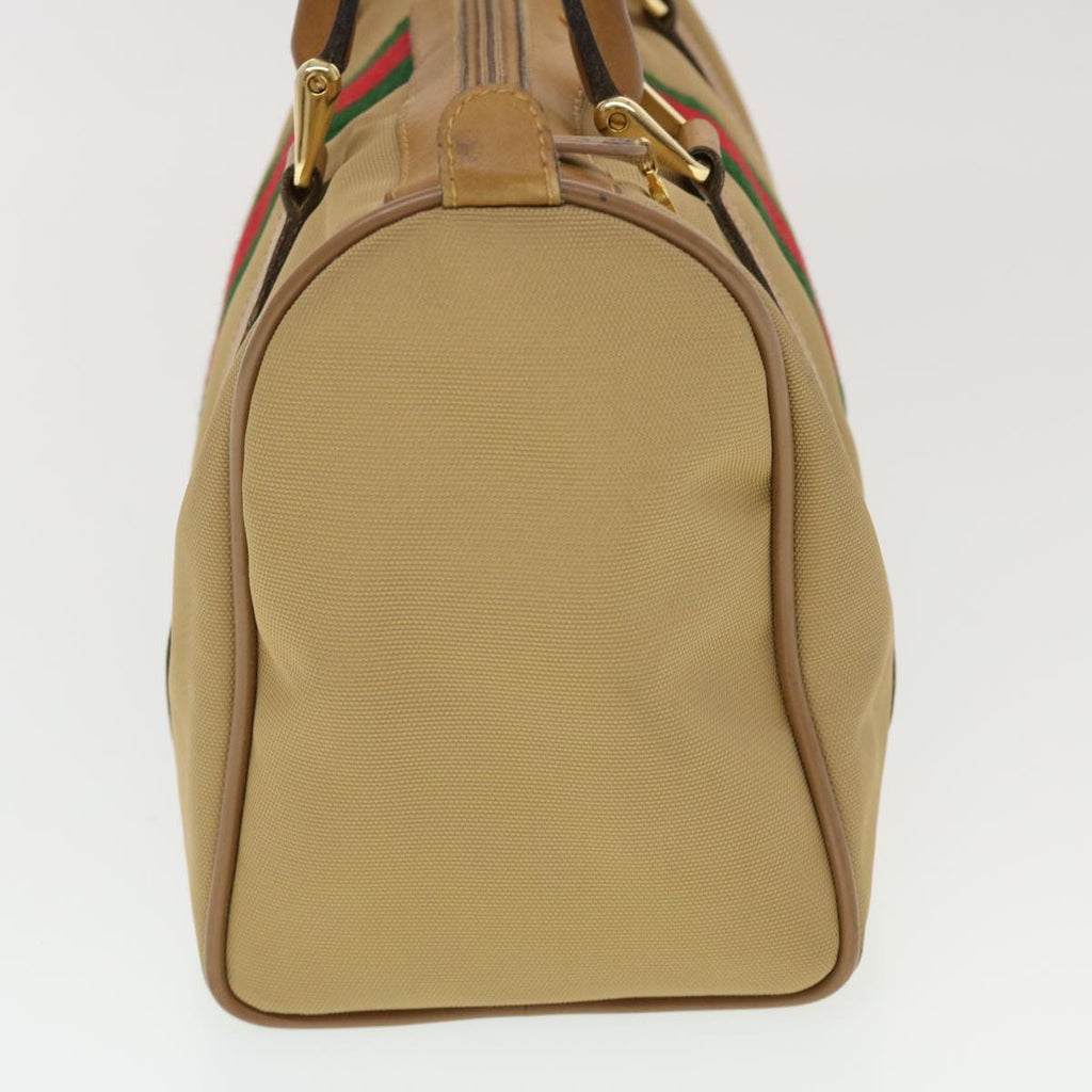GUCCI Web Sherry Line Boston Bag Canvas Beige Red Green 378.012.3841 43210
