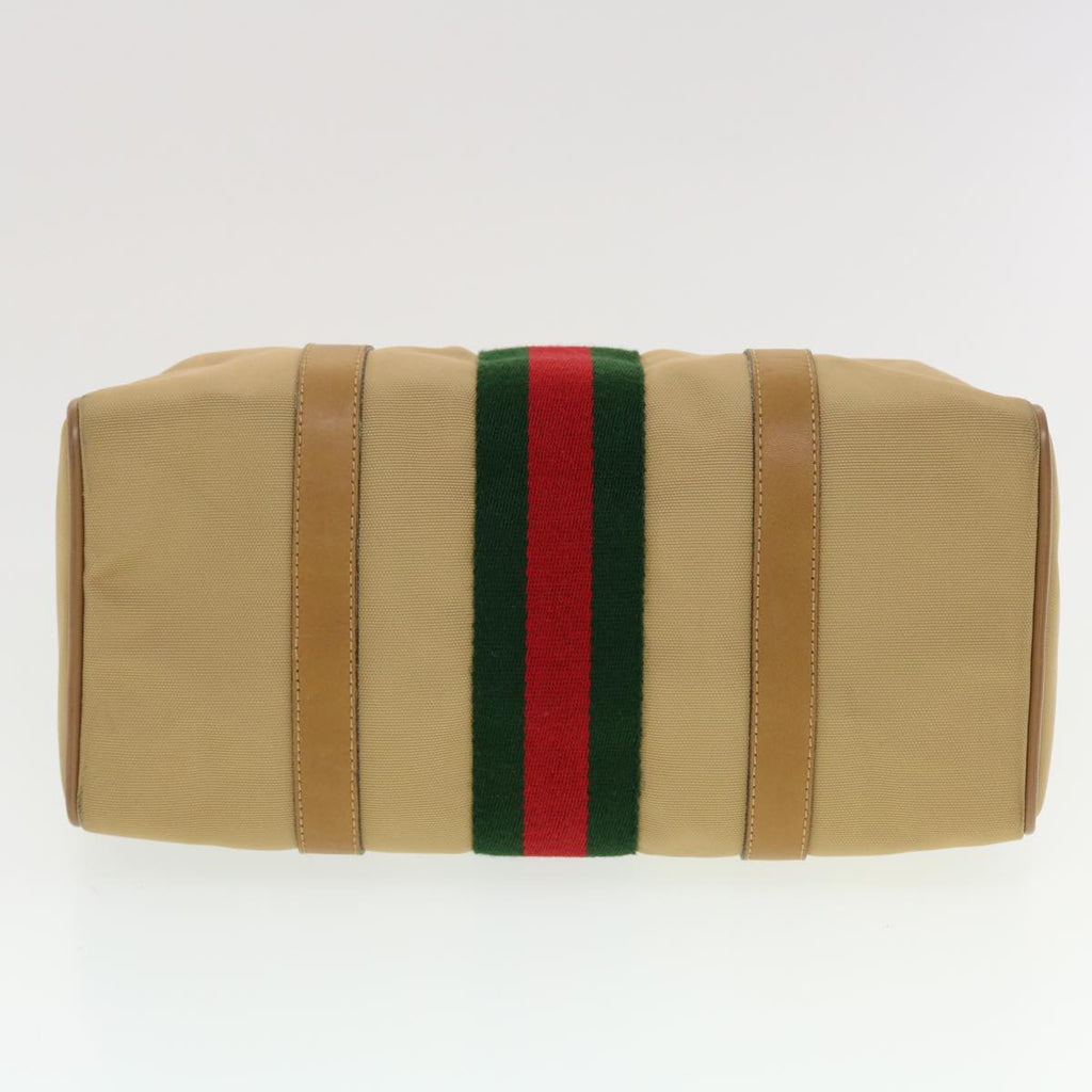 GUCCI Web Sherry Line Boston Bag Canvas Beige Red Green 378.012.3841 43210