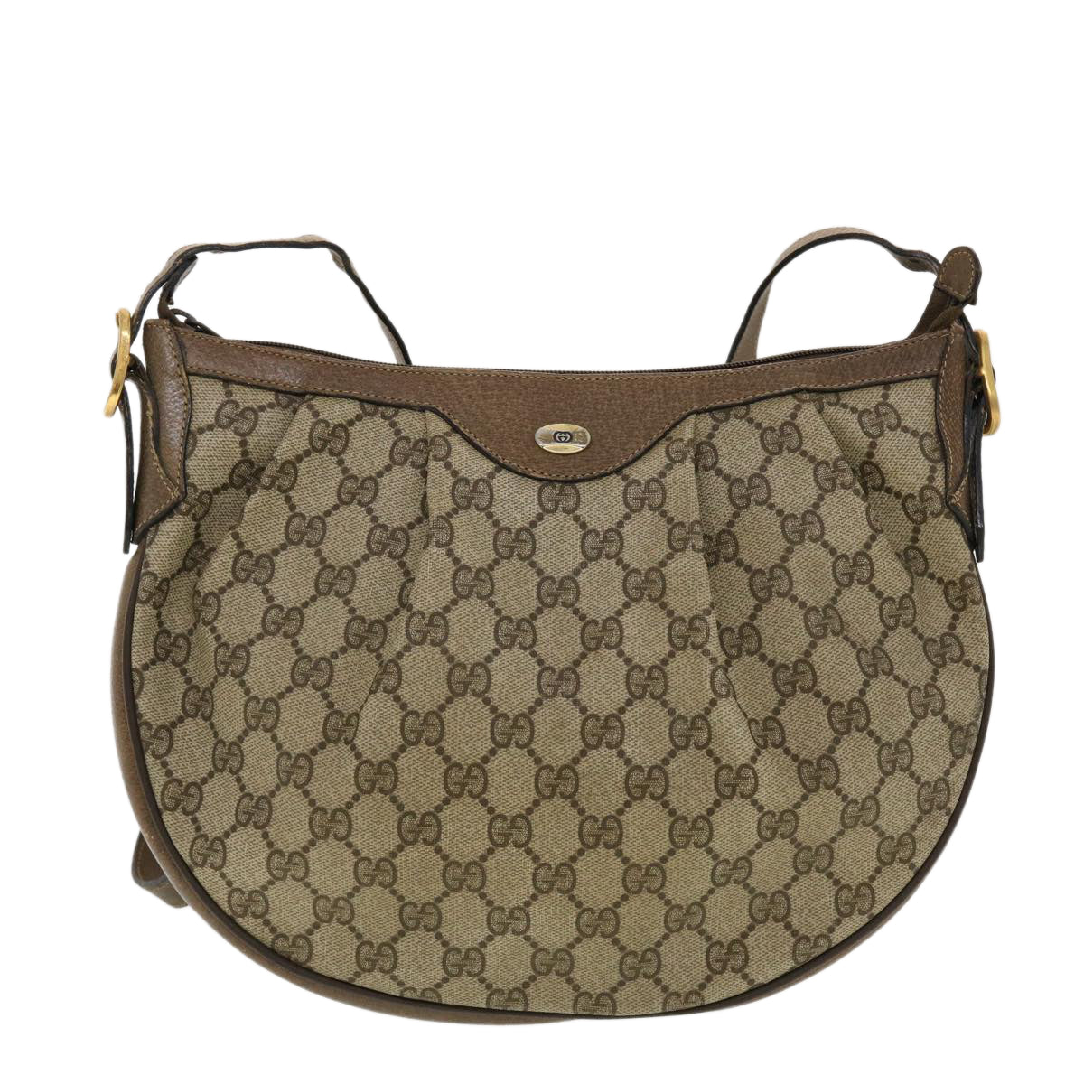 GUCCI GG Canvas Shoulder Bag PVC Leather Beige 41.02.058 43239