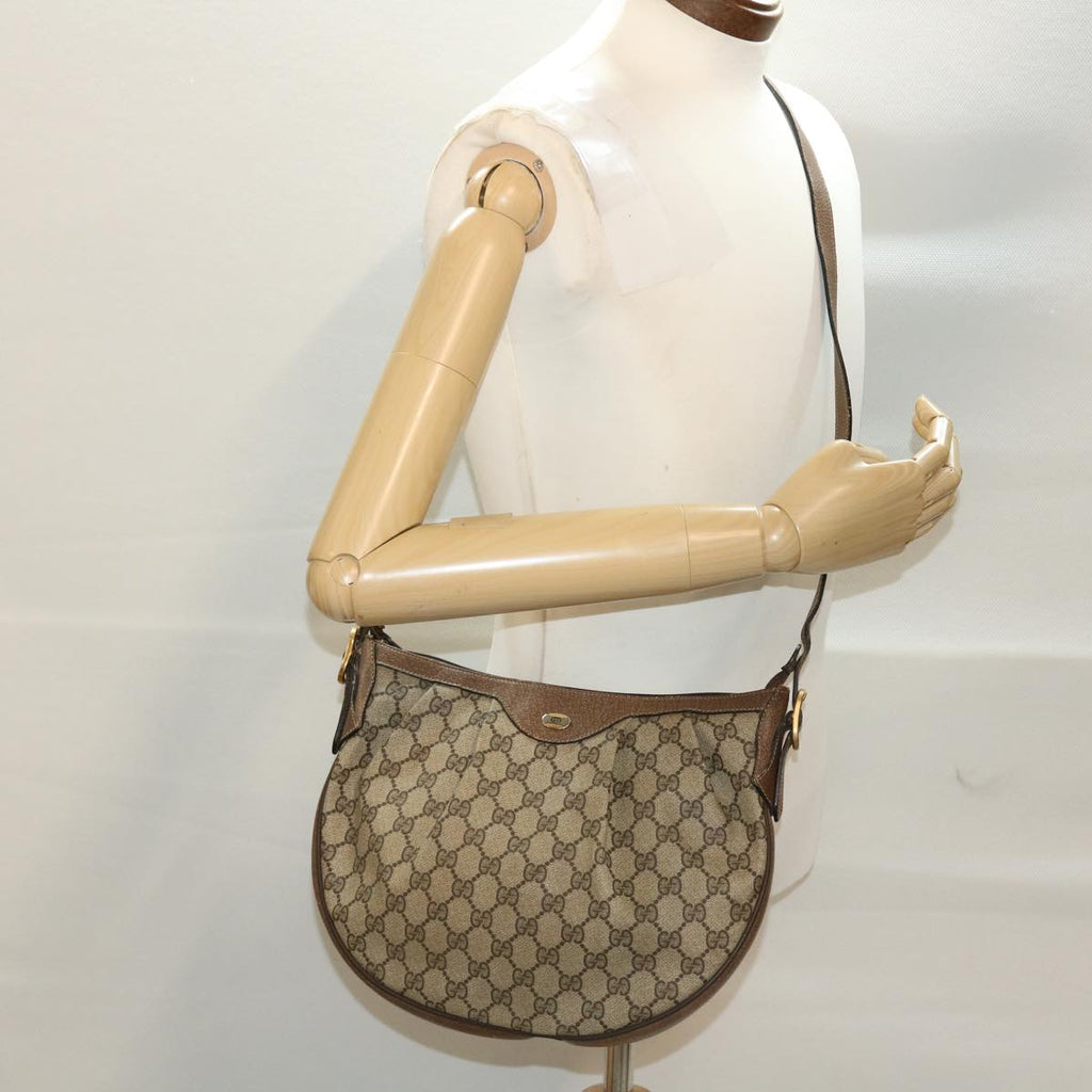 GUCCI GG Canvas Shoulder Bag PVC Leather Beige 41.02.058 43239