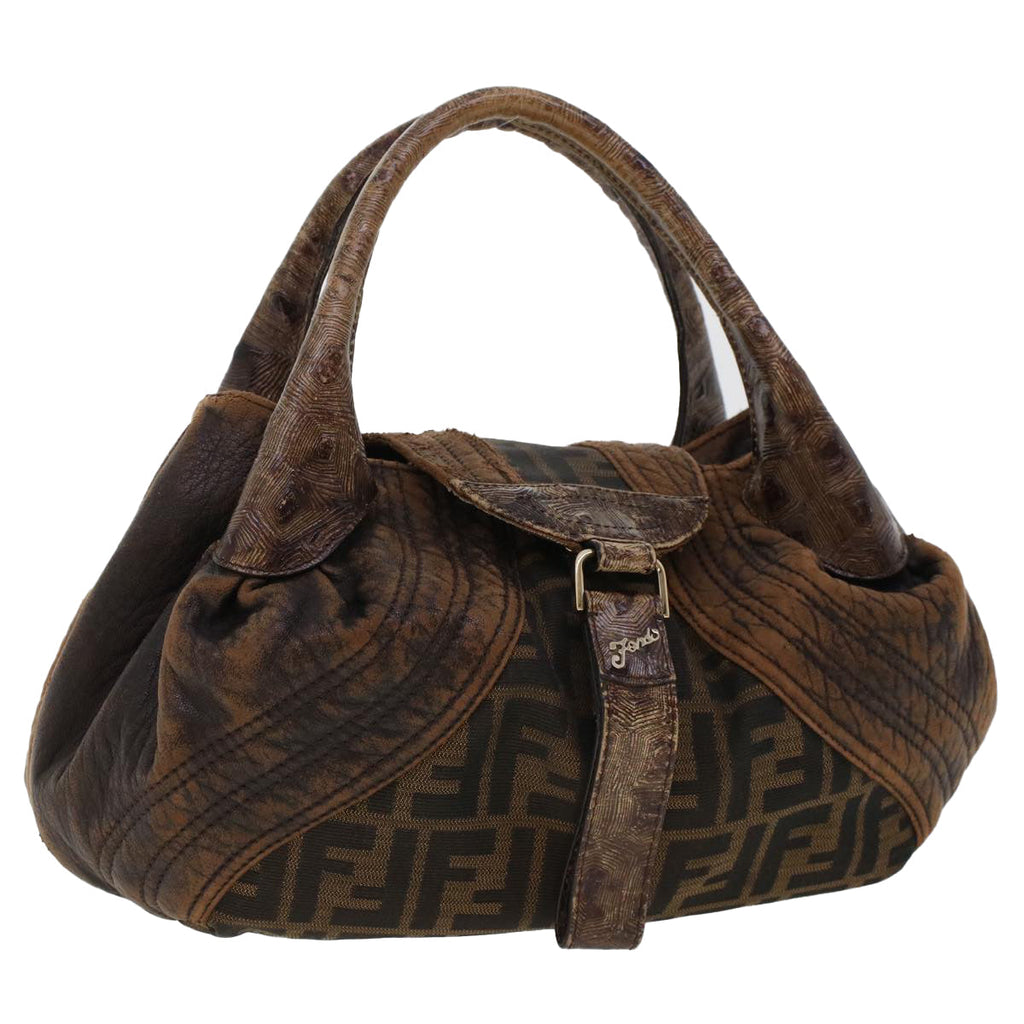 FENDI Zucca Canvas Spy Bag Hand Bag Black Brown 43263