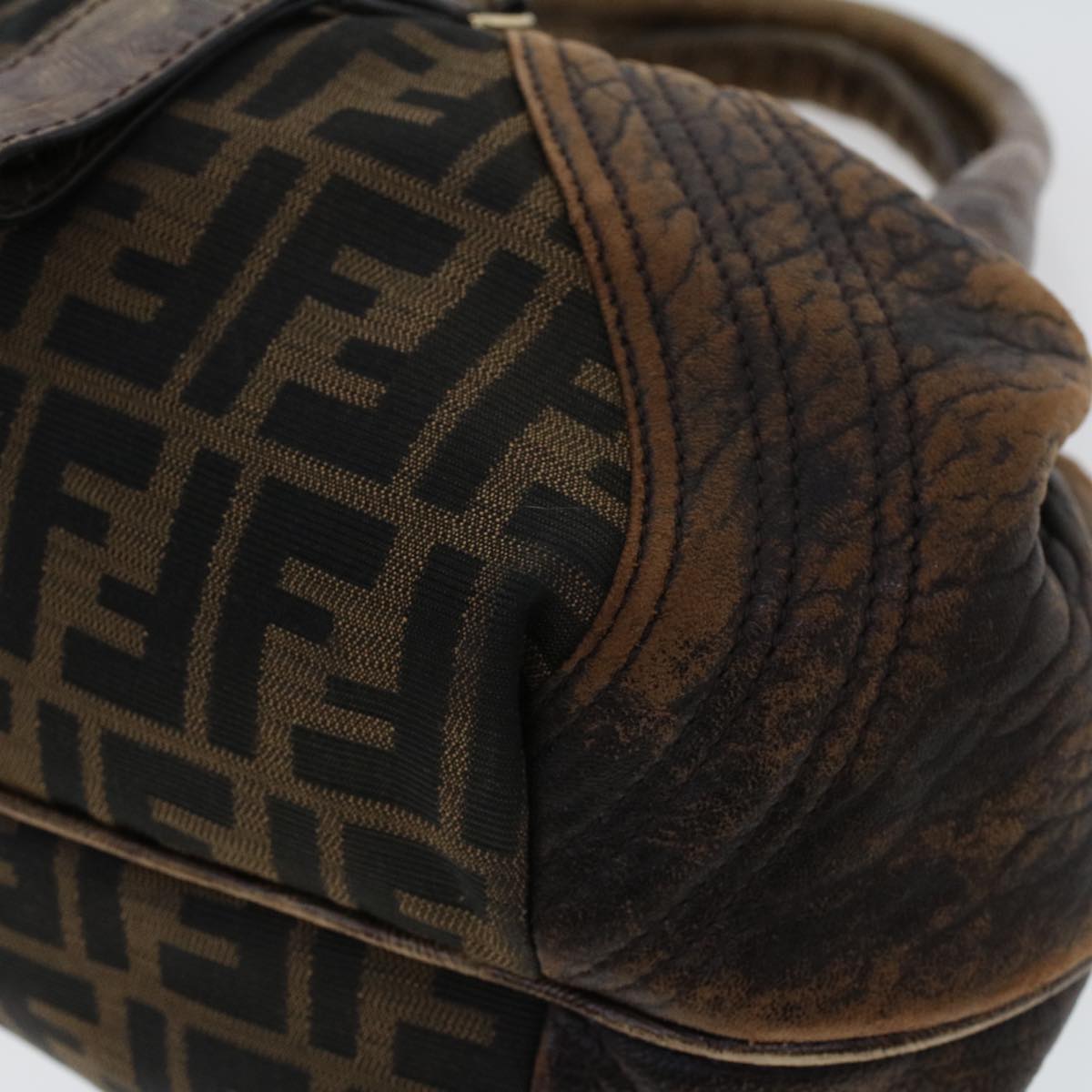 FENDI Zucca Canvas Spy Bag Hand Bag Black Brown 43263