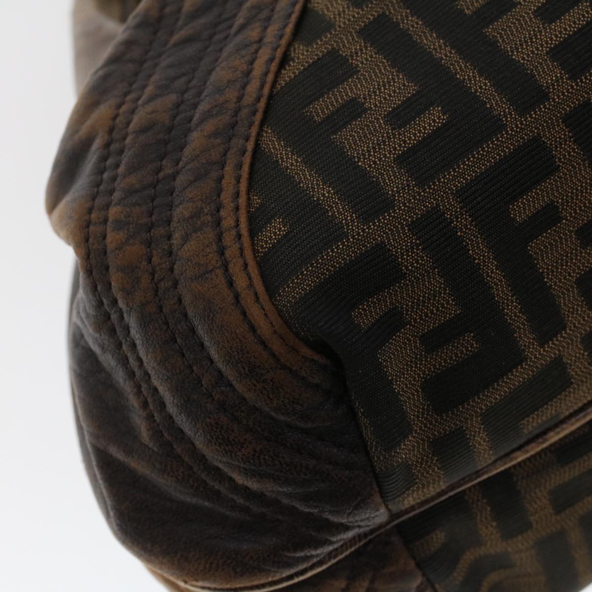 FENDI Zucca Canvas Spy Bag Hand Bag Black Brown 43263