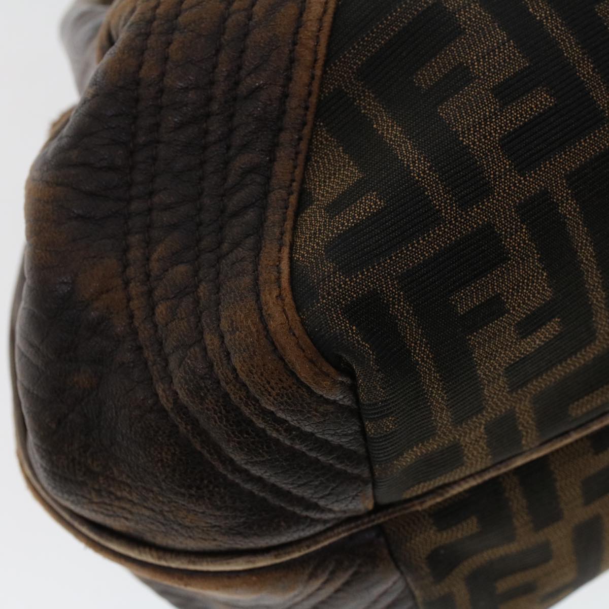 FENDI Zucca Canvas Spy Bag Hand Bag Black Brown 43263