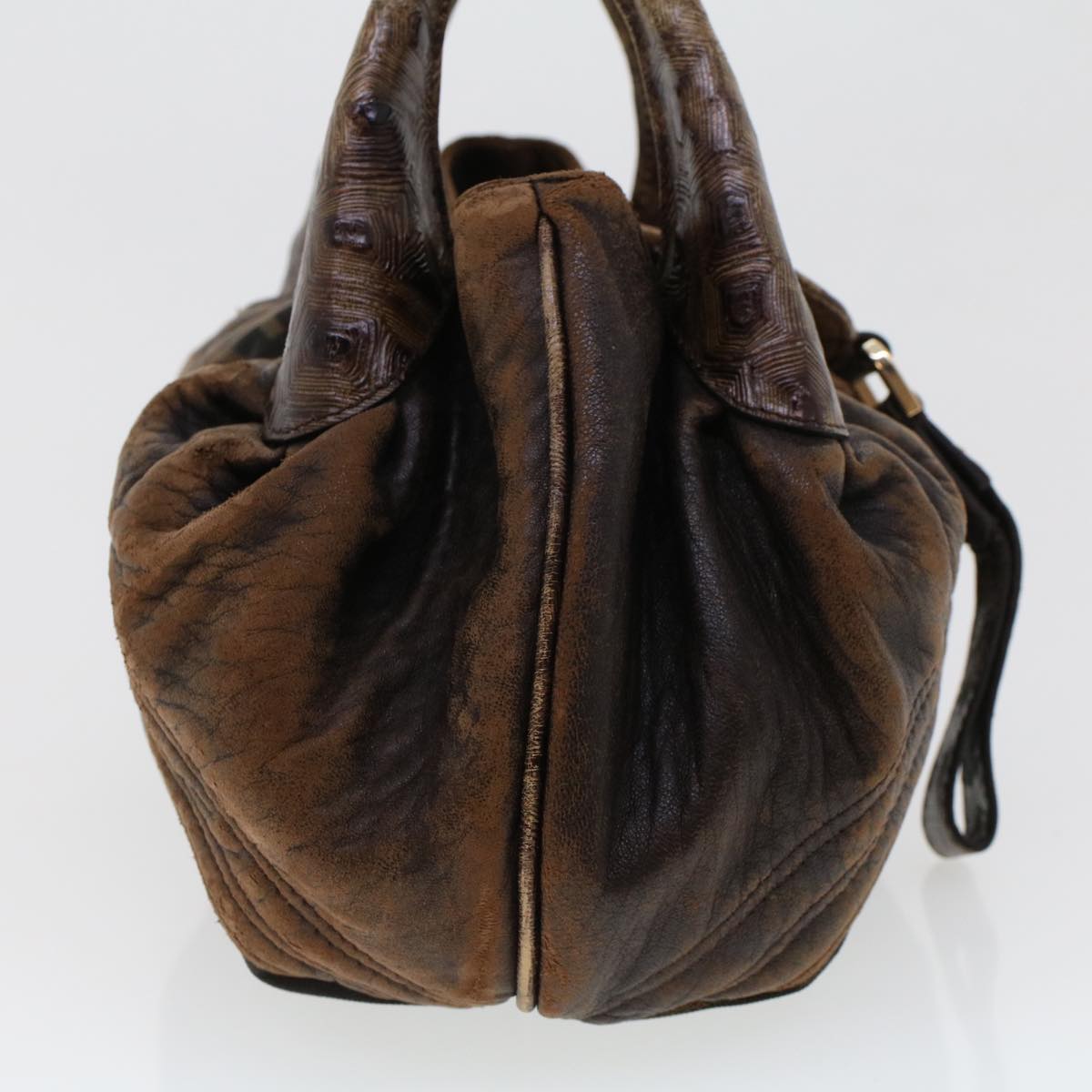 FENDI Zucca Canvas Spy Bag Hand Bag Black Brown 43263