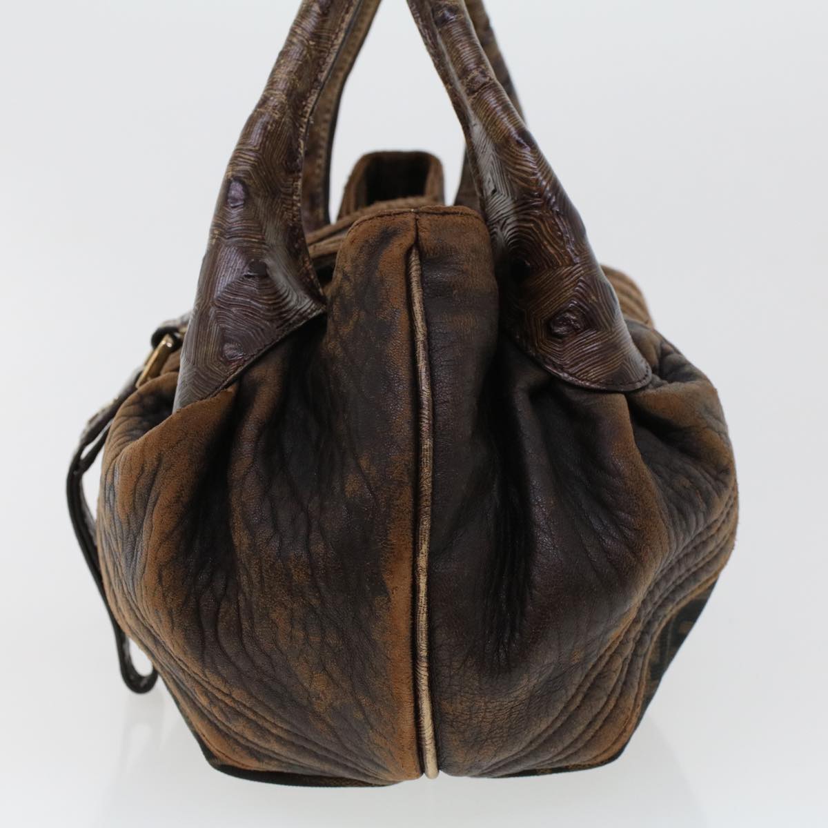 FENDI Zucca Canvas Spy Bag Hand Bag Black Brown 43263