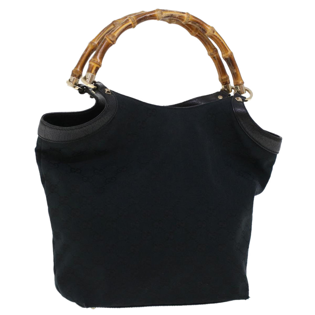 GUCCI GG Canvas Bamboo Hand Bag Black 137394 43264