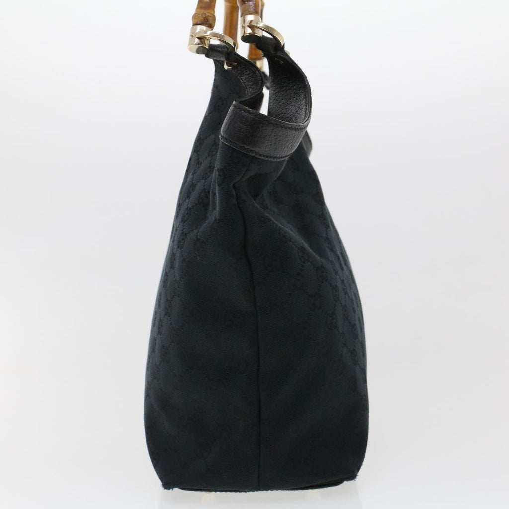 GUCCI GG Canvas Bamboo Hand Bag Black 137394 43264