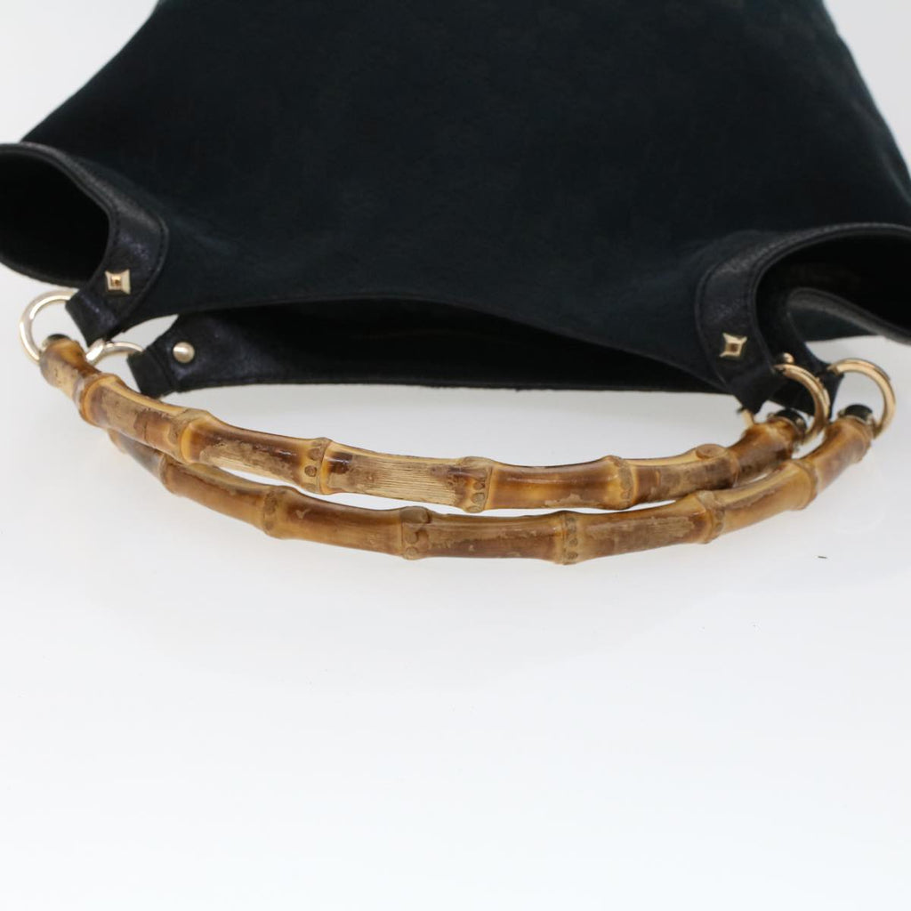 GUCCI GG Canvas Bamboo Hand Bag Black 137394 43264