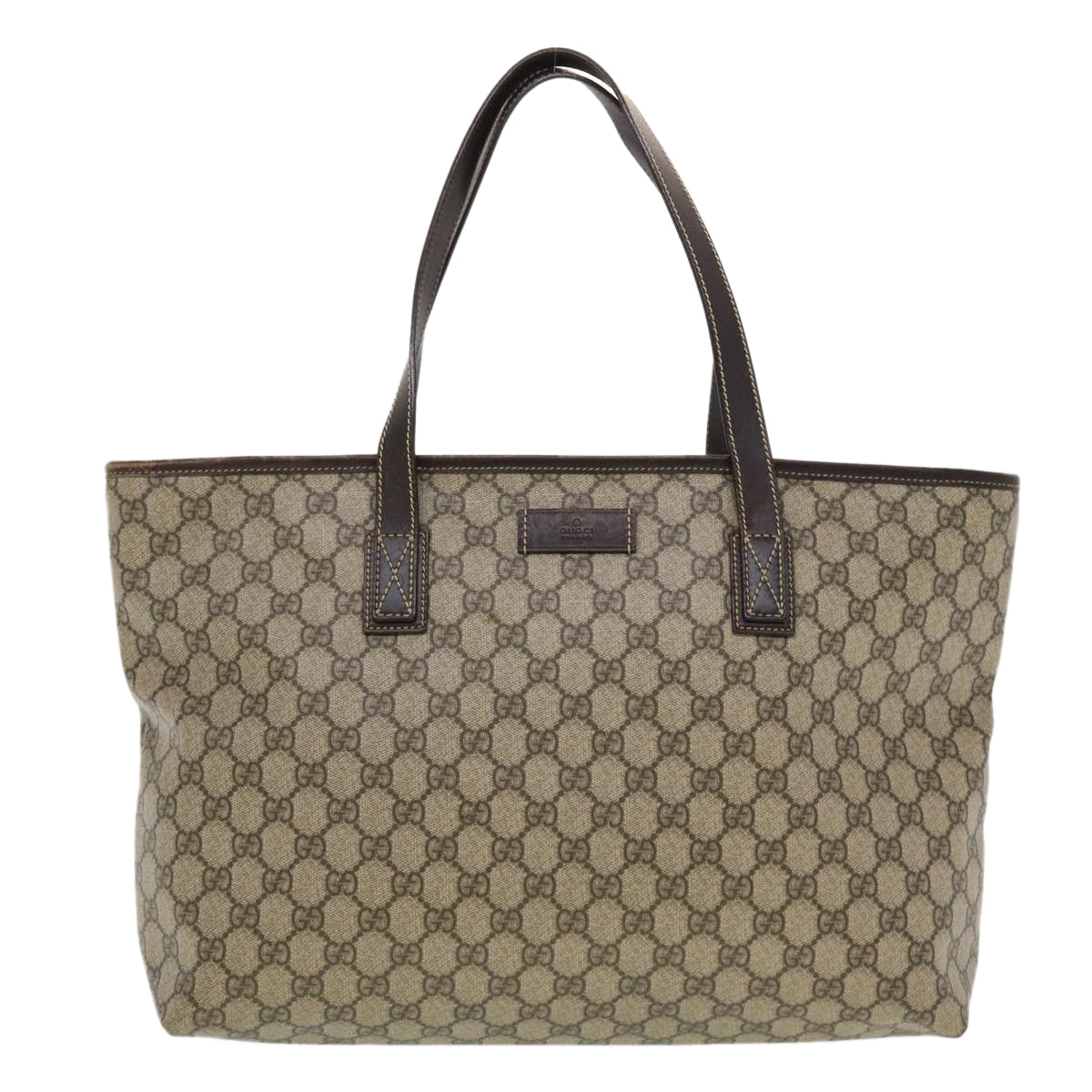 GUCCI GG Canvas Tote Bag PVC Leather Beige 211137 43270
