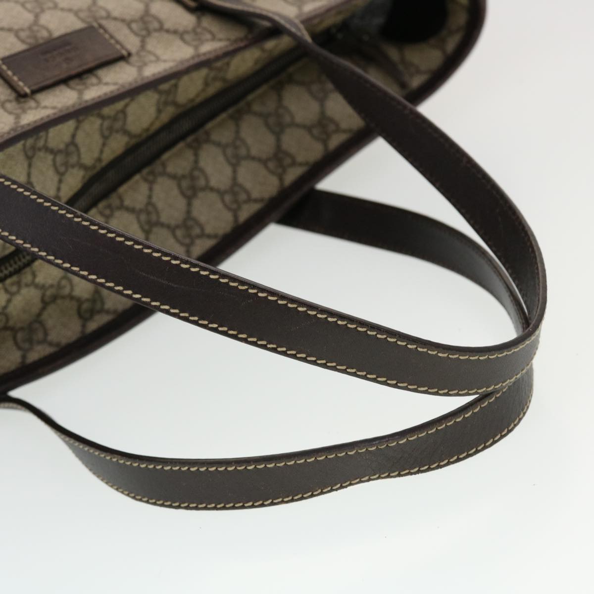 GUCCI GG Canvas Tote Bag PVC Leather Beige 211137 43270