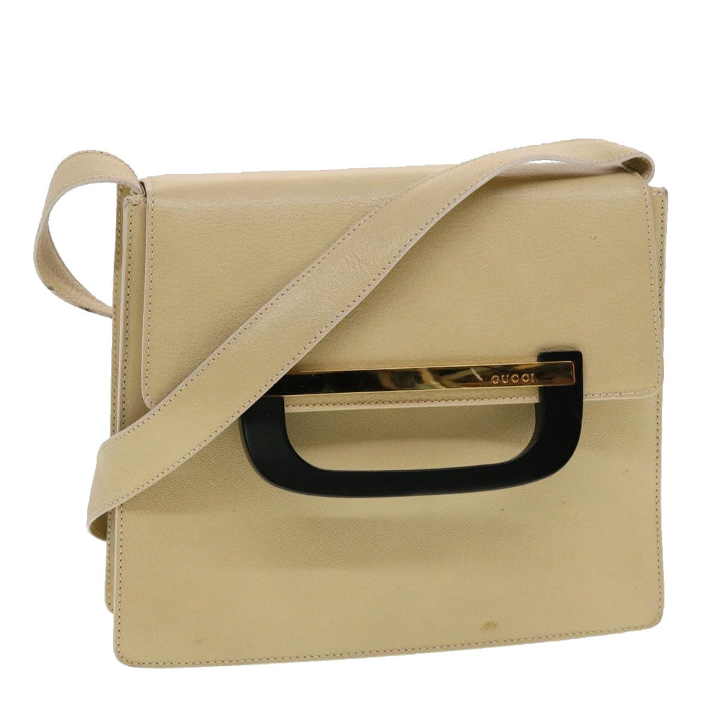 GUCCI Shoulder Bag Leather Beige 43282
