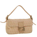 FENDI Zucchino Canvas Mamma Baguette Shoulder Bag Pink 43299