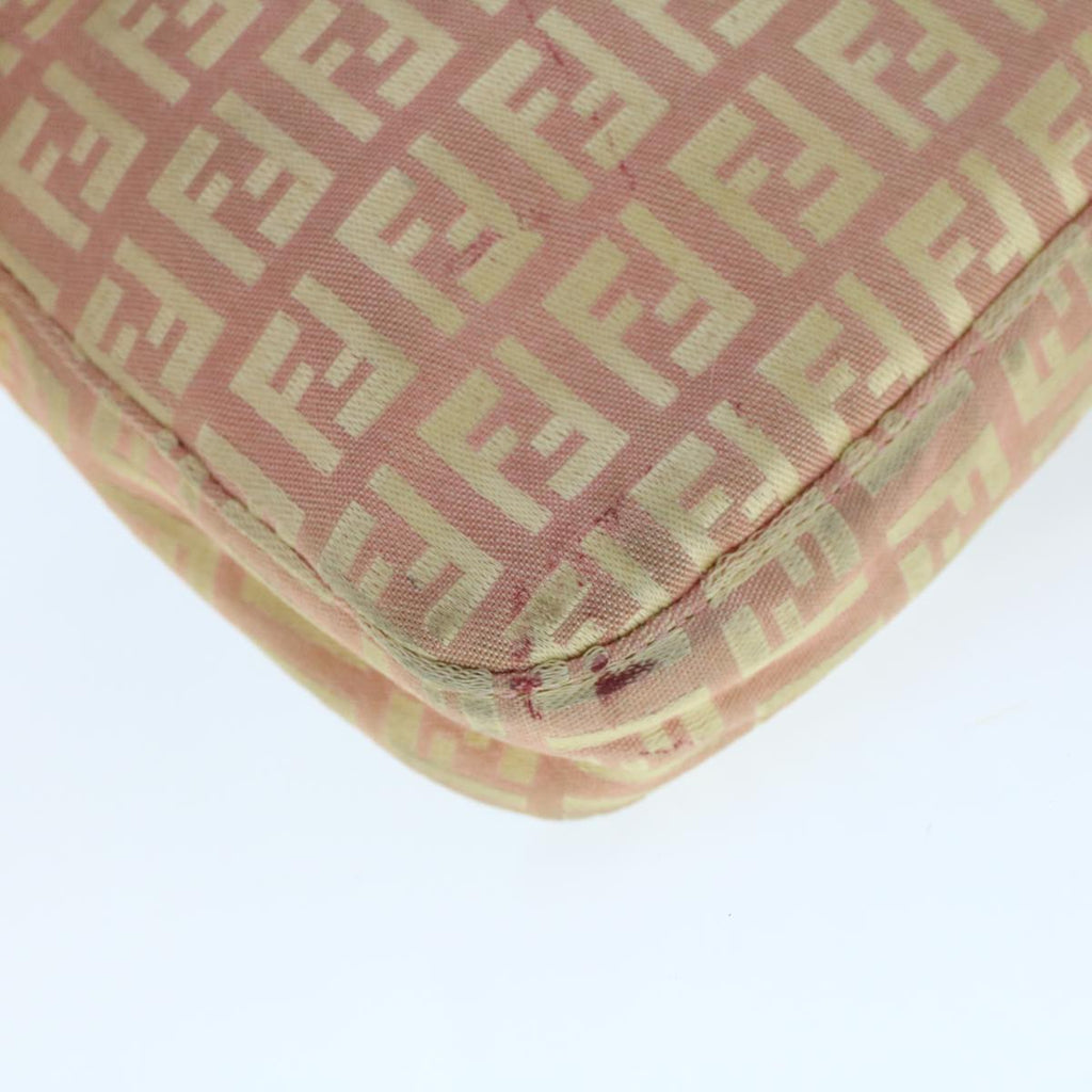 FENDI Zucchino Canvas Mamma Baguette Shoulder Bag Pink 43299