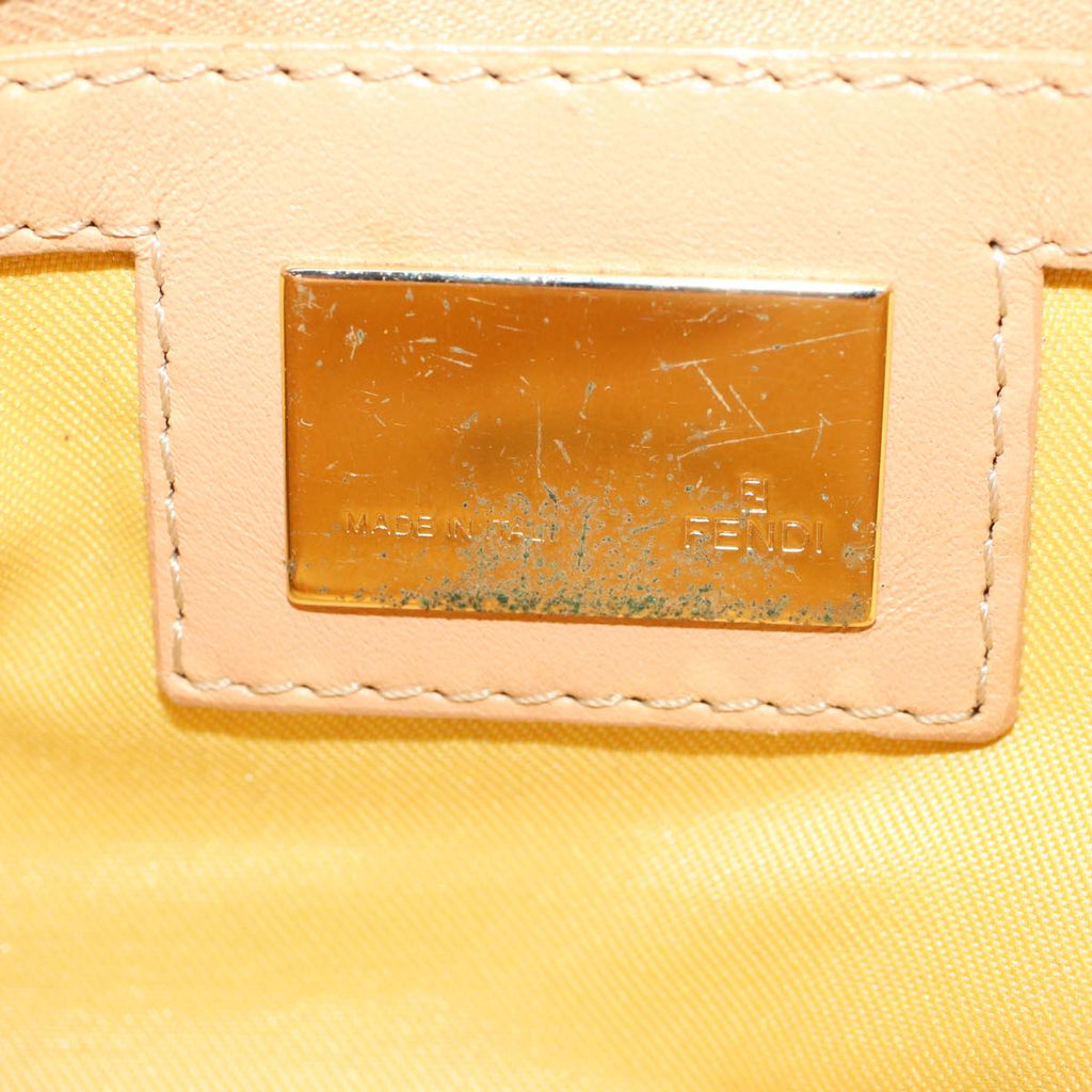 FENDI Zucchino Canvas Mamma Baguette Shoulder Bag Pink 43299