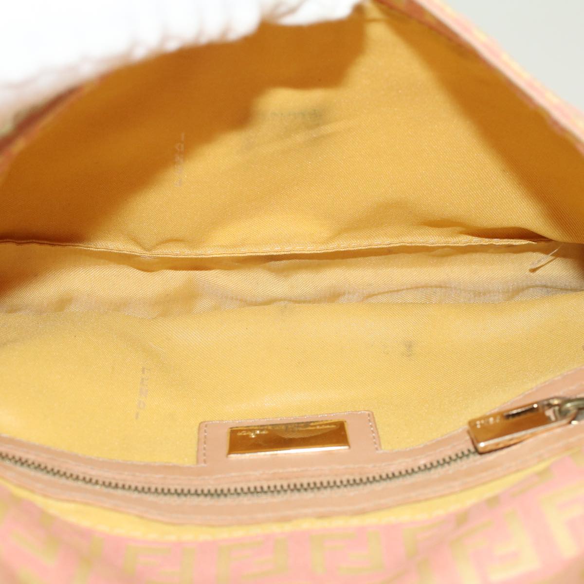 FENDI Zucchino Canvas Mamma Baguette Shoulder Bag Pink 43299