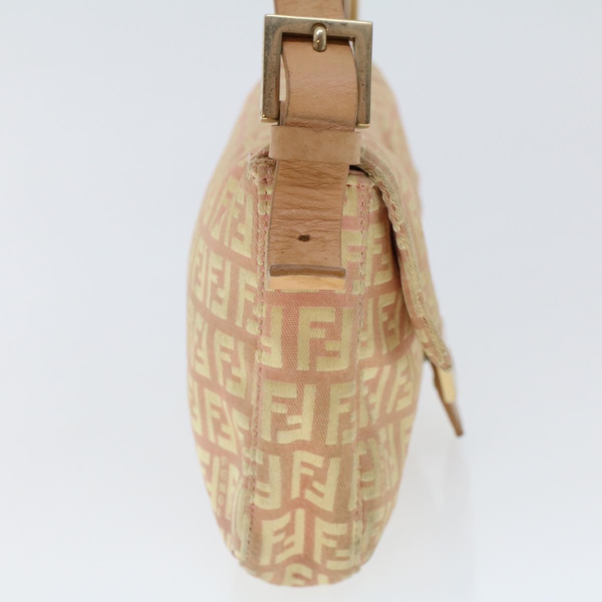 FENDI Zucchino Canvas Mamma Baguette Shoulder Bag Pink 43299